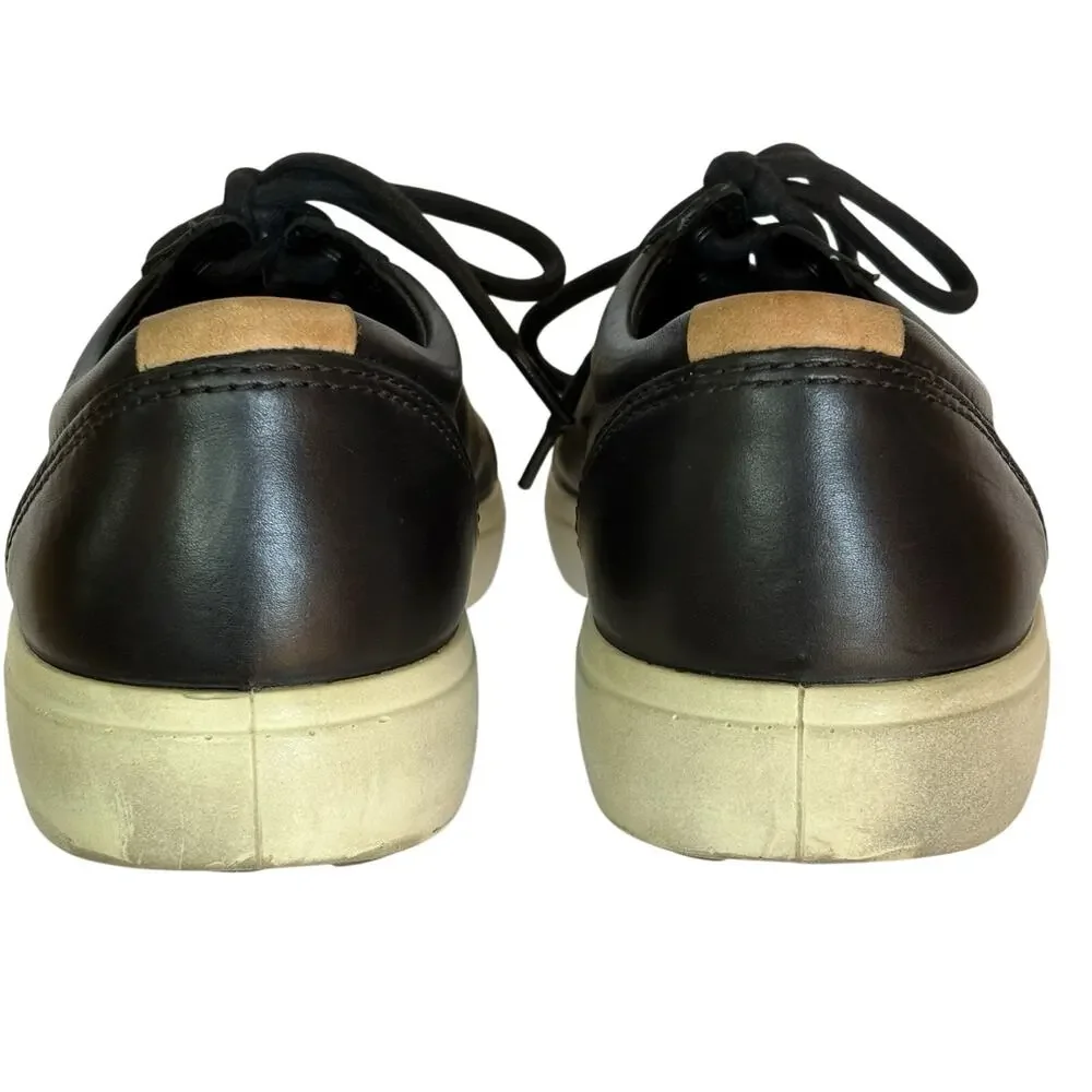 ECCO Black Leather Sneakers Mens Sz 11.5/45 Low Top Casual Lace Athletic Stylish